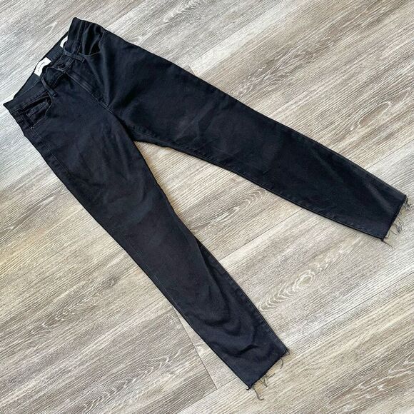 Frame Ali high rise cigarette black frayed hem jeans size 25 - Picture 13 of 13